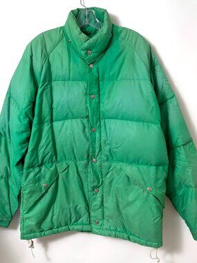 Vintage 1970s Gerry Green Down Coat Puffer Parka Ski Coat Mens Size XL USA Made
